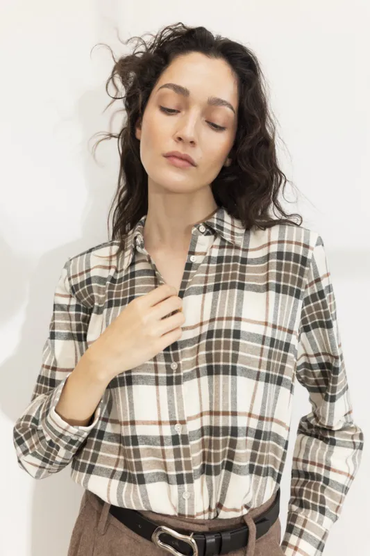 Joan Flannel Shirt Green Check 