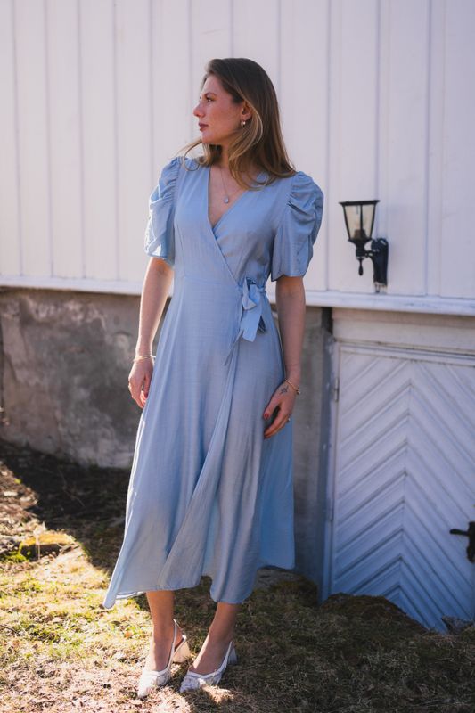 Hera SS Wrap Dress Pale Blue 