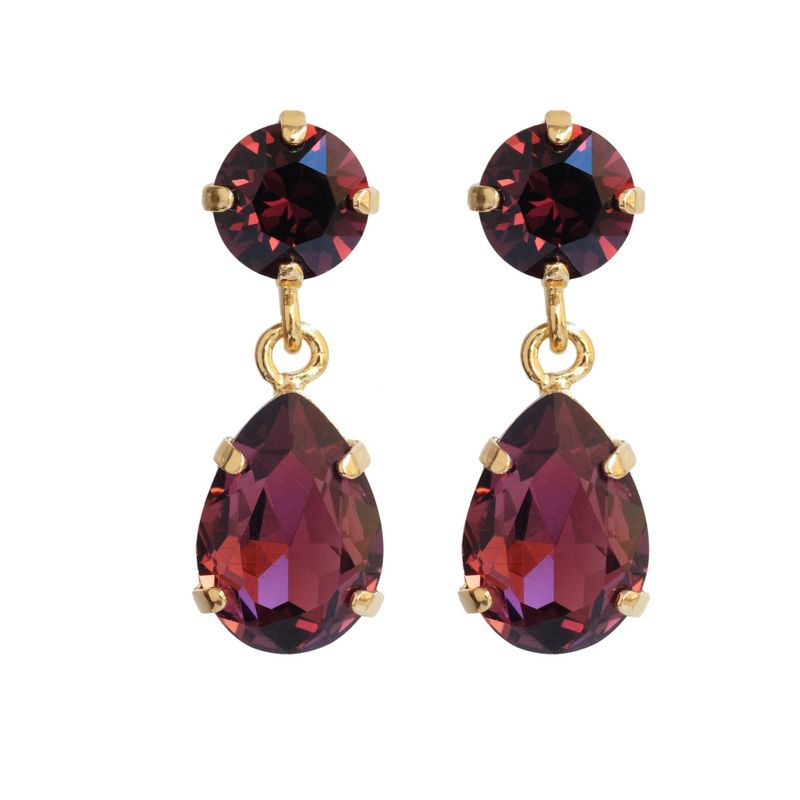 Mini Drop Earrings Gold Burgundy 515 