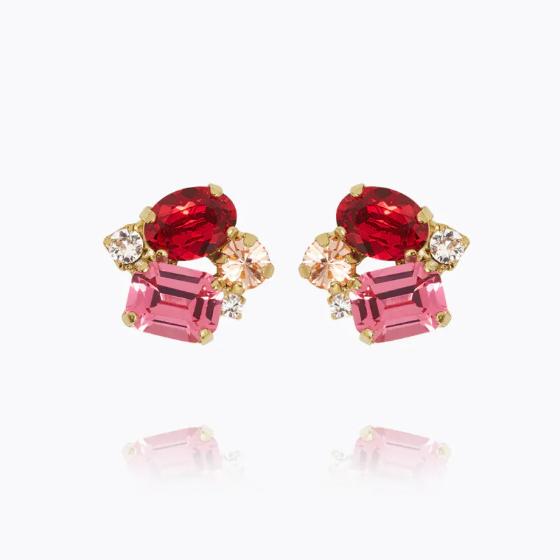 Petite Carolina Earrings Gold Scarlet Combo 