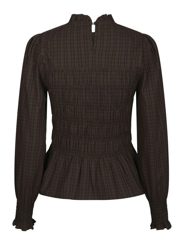 Possa Big Check Blouse Brown Check 