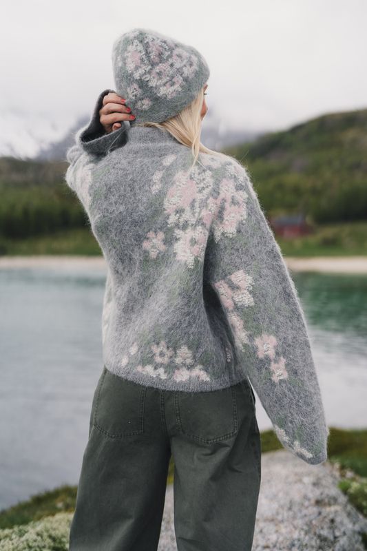 Tine Floral Cardigan Grey Mix 