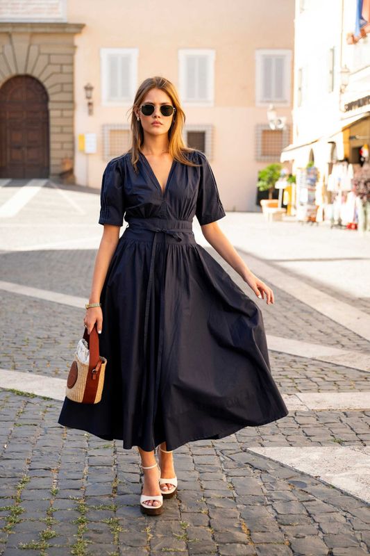 Maria Dress Marine Poplin