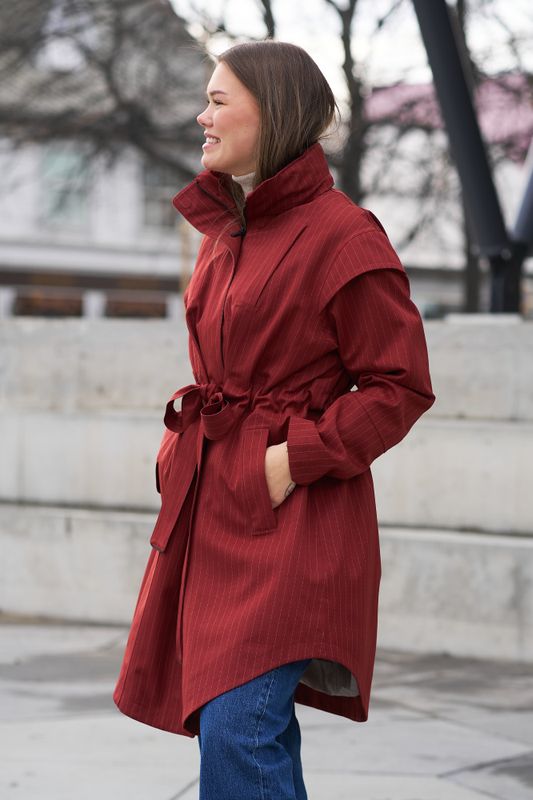 Monsun Coat Russet Pinstripe