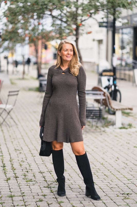 Myla Dress Dark Taupe Melange 