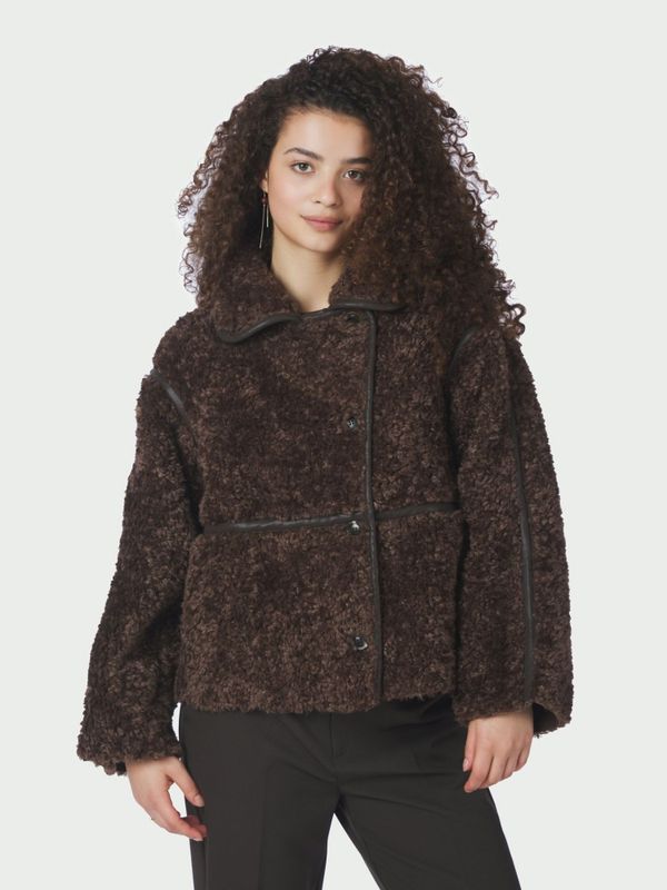 Castor Faux Fur Jacket Dark Brown 