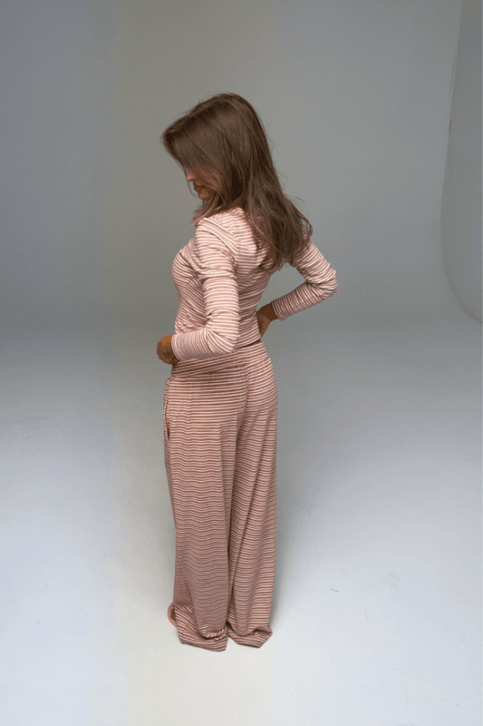 Palmer Soft Stripe Wide Leg Pants Pink/White