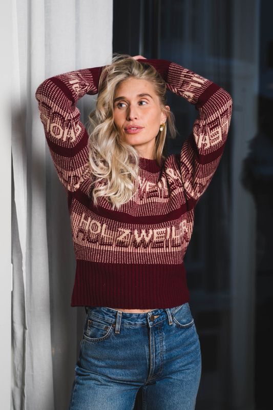 Ski Cropped Crew Burgundy Mix 