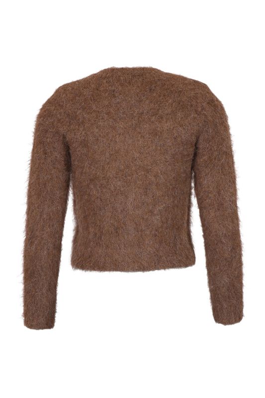 Hairy Knit Jacket Brown 