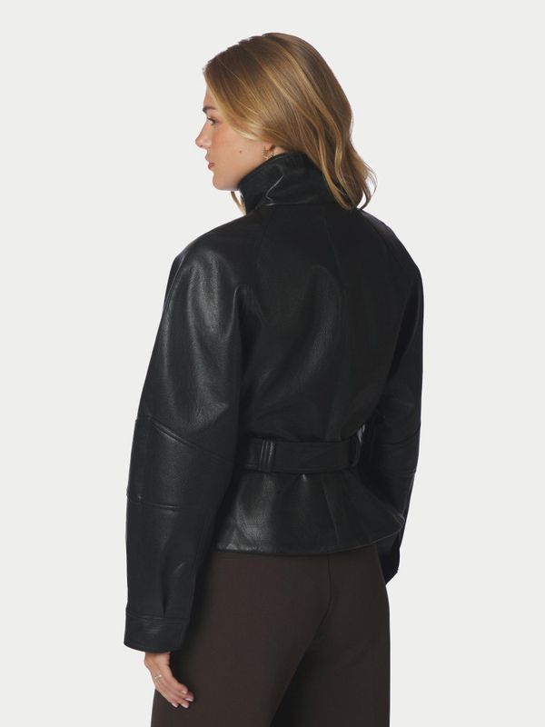 Jaclyn Faux Leather Jacket Black 