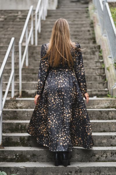 Hovedbilde Tailored Satin Shirt Dress Black Rose