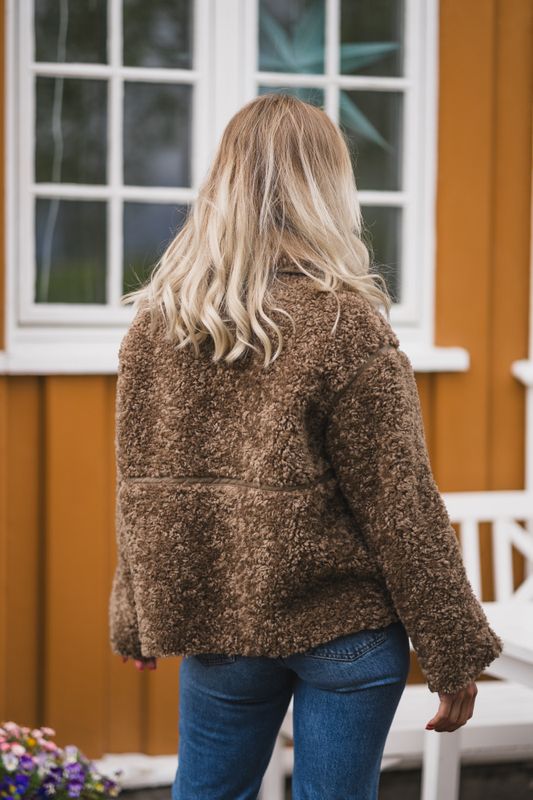 Castor Faux Fur Jacket Taupe 