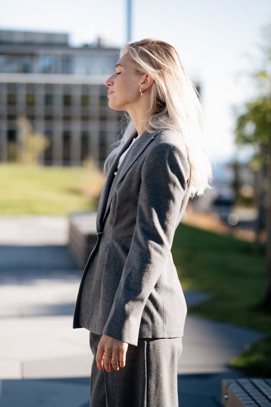 Ennia Flannel Blazer Grey Melange 