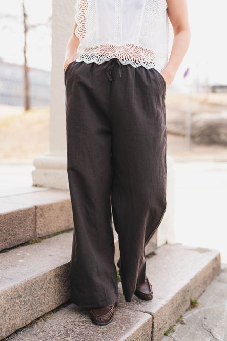 Hovedbilde Heifa Linen Pants Dark Brown 