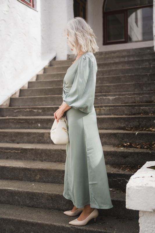 Thea LS Long Dress Green Milieu